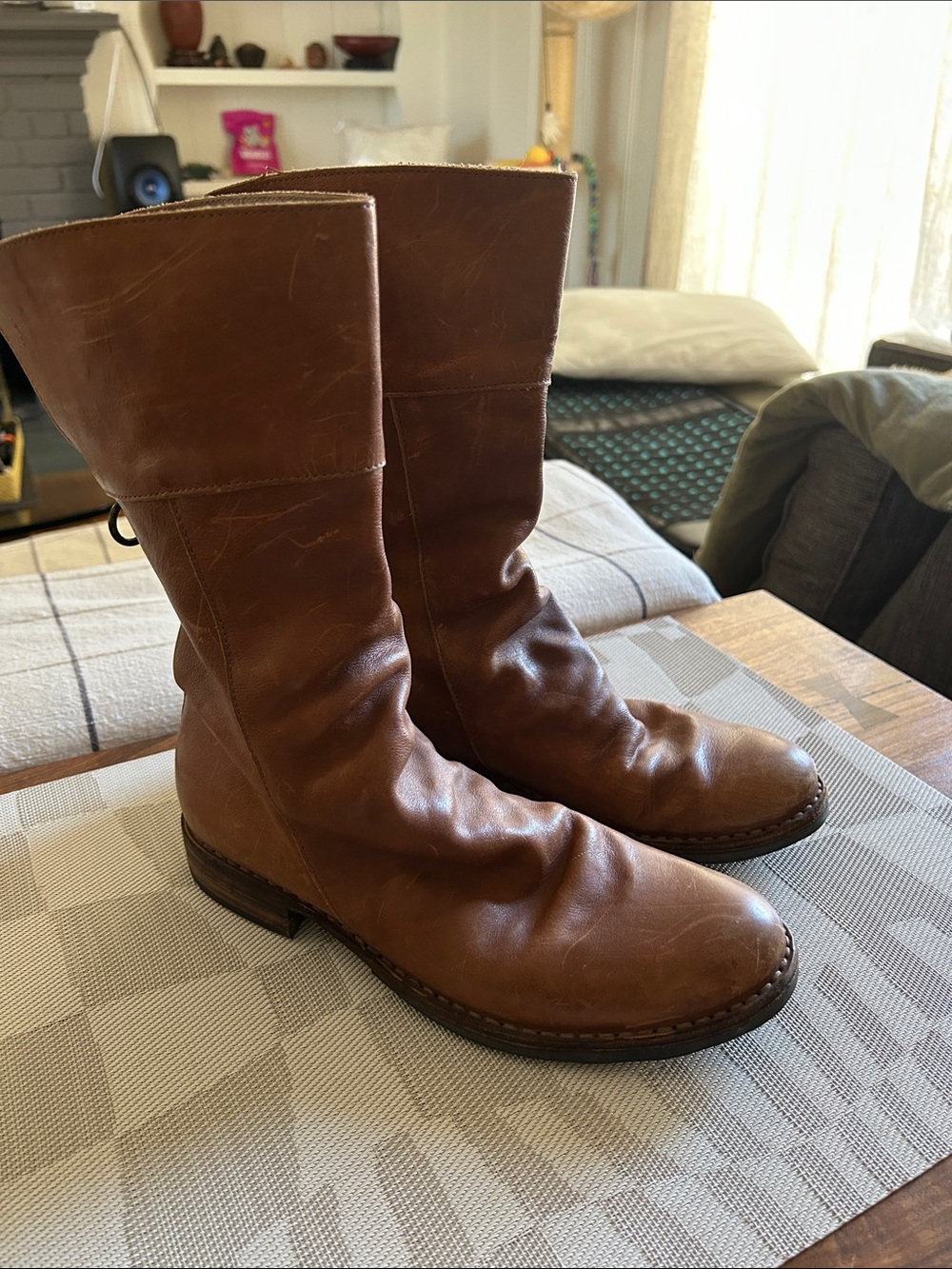 Fiorentini + Baker Brown Leather Mid-Calf Pull-On Boots